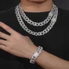 UWIN 15 MM ICED OUT INFINITY NECKLACES MEN AAA CZ BAGUETTECZ PRONG PESTING CUBAN LINK CHOKER HIP HOP JEWELRY FOR GIFT 240508