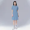 Abiti per feste Toyouth Women Dress 2024 Summer Short Short Polo Neck A Line Solid Blue Casual College Style