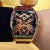 Wysokiej jakości Vanguard New Saratoge v 45 t Sqt Rose Gold Skeleton Dial Automatyczne mechaniczne męskie zegarek Rose Gold Case Pasek WATC 314C