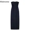 Casual Dresses WaterArea 2024 Spring Fashion Women Axless Blue Denim Jean Bodycon Midi Maxi Long Street Retro Sexig Party Club Dress