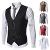 Men Business Vesten Formele heren Waistcoat Fashion Groom Tuxedos Wear Bridegom Vesten Casual Slim Vest Custom Made with Chain