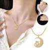 Colliers pendants Charme Collier de lune étoile pour les femmes élégantes chaîne de strass en acier inoxydable boucles de mariage luxe bijoux gi k7b4