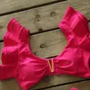 Menas de banho feminina aconchegante 2 PCs Bandagem Big Big Ruffle Luxury Women Swimsuit Push Push Up Summer Summer Straping Bodysuuit Beach Wear