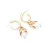 Boucles d'oreilles de cerceau bijoux de mode de métal irrégulier faux acrylique perles cerceaux fleures fleures florales gouttes de fleur de fleur pour femmes