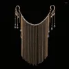 Scarves Vintage Chinese Tassel Veil Mask Woman Metal Chain Face Masquerade Dancing Curtain Jewelry