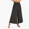 Calça feminina calça de cor sólida calça elástica faixa larga perna larga alta cintura cloottes femme Pantalon 2024 Summer