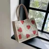 Shopper Shop Tote Bag Horizontal Handbag de lona estampada Mulher Bola de luxo de luxo Linen Beach Big Travel Shopping Bag13