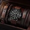 Bracelet pour hommes Watch Set Single Calendar Fake Three Eye Canvas Quartz Watch + PU