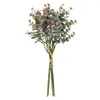 Fiori decorativi all'ingrosso di prodotti per matrimoni di simulazione 5PSC Bouquet Piante verdi Decorazioni di eucalipto in plastica all'aperto