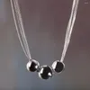 Pendants Uglyless Multi Super Thin Chains Necklaces For Women Simple Cool Glossy Balls Chokers Real 925 Sterling Silver Jewelry