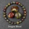 Bracelet de pierre de sang Dragon Natural Strand fait de vraies pierres de pierres bracelets gemmes bijoux femmes hommes authentique jasper sanguin