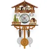 壁の時計ムーンビフィーヴィンテージカッコウクロックリビングルームアラームモダンホーム木製ペンドゥルムスイングバードデコレーションQ240509