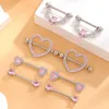 Anillos de pezón 4 piezas/lotes en forma de corazón de mariposa en forma de corazón Juego de anillo de pezón perforado 14 g de acero inoxidable Joya de escudo de color rosa azul y240510