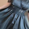 Платья для вечеринок женщины V-образный выстрел с коротким рукавом элегантное платье A-Line для сексуального офиса летнее кружев
