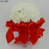 Fleurs décoratives Fabriqué à la main Bouquet de mariage blanc à la main Bouquet de soie rouge Crystal Bridal Rhinestone Supplies Rose Flower Wholesale