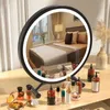 Compact Mirrors Hot 3 Color Lighting Cosmetic Decorative Mirror Nordic Makeup Light Smart Home Vanity Table Espejo Pared Decoration Q240509