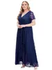 Plus -Size -Kleider plus Größe hochwertige elegante Abendparty -Hochzeitsspitzenkleider für Frauen Y240510