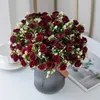 Fleurs décoratives couronnes 15 têtes 5 fourchette de soie rose pour mariage bouquet de mariée de Noël en couronne de Noël décoration maison bonsai brick