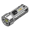 포켓 미니 LED 손전등 USB 충전식 휴대용 방수 흰색 빛 키 체인 토치 슈퍼 작은 란과 배터리