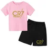 Kledingsets CR7 Boys and Girls Summer Clothing Set Childrens T-shirt+shorts 2-delige set Set Sunshine Charming Fashion Outdoor Training Sportl2405