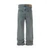 Les jeans masculins lavés en détresse fanés pour hommes high street rétro rétro décontracté pantalon pantalon de cargaison en vrac vintage