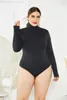 Vêtements ethniques Femmes Bodys Bodys musulman Elastic High Coug Long Long Coul Couleur arabe Slim Fit Islamic Fotting Topt XL-5XL