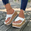Casual schoenen dames stevige kleur string sandalen zachte zool platform decor dia glijbanen zomerwedge
