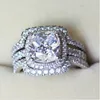 Victoria Wieck Cushion Cust Cust 8mm Diamond 10kt White Gold Pieched Lovers 3 in 1 Engage Anghiding Set SZ 5-11 250s