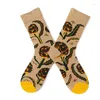 Women Socks 1 Pair Combed Cotton Elegant Happy Girls Funny Oil Painting Fantasy Casual Novelty Party Gifts Sox Wholesale Autumn