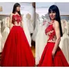 Elegant Vintage Red Satin Lace Illusion Long Prom Sleeveless A Line Floor Length Evening Maxi Dresses Party Gowns 15 0510