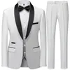 Men Mariage Color Block Collar Suits Jacket Trousers Waistcoat Male Business Casual Wedding Blazers Coat Vest Pants 3 Pieces Set 240507