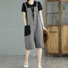 Tute da donna Rompeggiano tute in cotone per donne Oversze Ploid Outfit One Piece Women Rompers Sliet Korean Casual Vintage Suituesuits Y240510