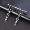 Nipple Rings 2pcs/Lot Punk Skeleton Nipple Rings Breast Jewelry Stainless Steel Sexy Dangle Nipple Piercing Barbell for Women Men Gift 16G Y240510