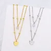 Pendants Collier à deux couches à double couche tendance pour femmes simples 925 Silver Heart Pendant Zircon Star Beads Colliers Accessoires Lady