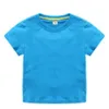 T-shirty de brzoskwiniowe letnie chłopcy i dziewczęta bawełniana koszulka Childrens krótkie rękaw T-shirt dziewczyna chłopcy solidny kolor t-shirt dziecięcy odzież 1-12L2405