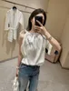 Women's T-Shirt Designer Spring and Summer Gentle Girl Style Small and Fashionable Versatile Thin Waist Pullover One Shoulder Short Sleeve FMJL