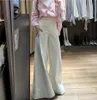 White casual pants for women's 2024 summer new San * dro women's loose and versatile design, high waist drape, wide leg mop pants