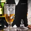 Wine Glasses European Style Lead-free Glass Beer Kettle Juice Bucket With Faucet El KTV Bar Cold Water Bottle Beverage Clear