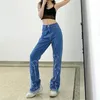 Jeans pour femmes Y2k Ripped Stars Patches Oversize Flare Women Korean Fashion Streetwear Vintage High Waist Baggy Baggy Denim Tableau Iamty
