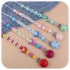 Baby Silicone Rainbow Pacifier Holder Keten Aangepaste naam Handmade Personaliseer Dummy Clips Posfacifier Clips Holder Baby TEETER 240510