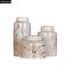 Storage Bottles Gold Plated Marble Texture Candy Pots Ceramic Jars And Lids Dresser Table Jewelry Jar Cosmetic Containers Modern Decor