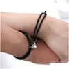 Autres bracelets 2pcs / paire couple aimant réglable pour les amants faits à la main élastique élastique Love Drop Livrètre bijoux dhgarden dhnxo