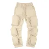 Men's Pants Hip Hop Street Casual Trousers Bottom Fashionable 3D Multi Pocket Cargo Pants Slow Runner Drawstring Zipper Sports Pants XLL2405