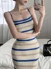 Urban Sexy sukienki Eleganckie damskie lato Summer Nowy bez rękawów Slim Fit Knited Stripe Dressl2405