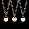 T Lettre Peach Heart Wave Green Drop Huile Collier épais couple Collier en forme de cœur de commerce extérieur pour femme 291c