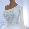 2024 Arabische Dubai Brautkleider Eine Schulter lange Ärmel Perlen Perlen Pailletten Braut formelle Kleider Robe Mariage Vestidos de Novia Customed