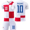 Soccer Set/Tracksuits Mens Tracksuits 2024 Kroatien Home Football Jersey Storlek 10 Modric Cup Jersey Mens and Childrens Set version