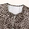 Women's Blouses 2024 Zarb Spring/Summer European And American Fashion Bubble Sleeves Leopard Pattern Top