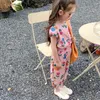 Наборы одежды 2024 Летняя девочка Дети Цветочный Принт с коротки