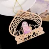 Figurines décoratives en bois d'Eid Hanger Castle Inspired Hang Ornement avec Lanyard Holiday Door Pendant Diy Crafts for Al-Fitr Party